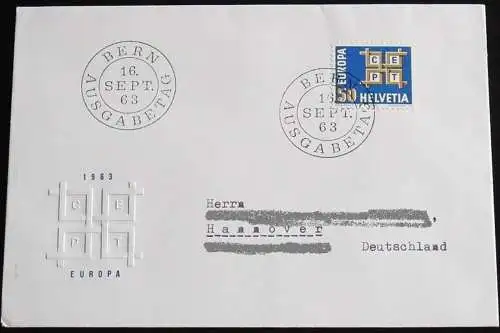 SCHWEIZ 1963 Mi-Nr. 781 CEPT FDC