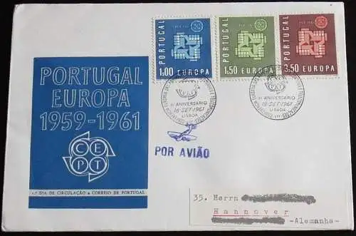 PORTUGAL 1961 Mi-Nr. 907/09 CEPT FDC