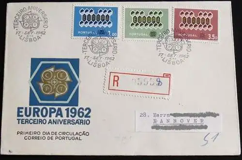 PORTUGAL 1962 Mi-Nr. 927/29 CEPT FDC