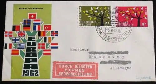BELGIEN 1962 Mi-Nr. 1282/83 CEPT FDC