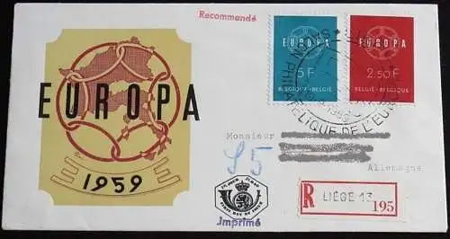 BELGIEN 1959 Mi-Nr. 1164/65 CEPT FDC