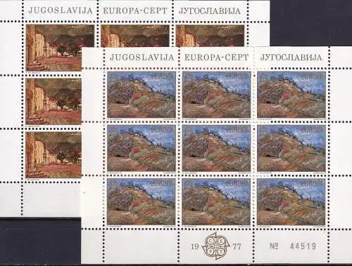 JUGOSLAWIEN 1977 Mi-Nr. 1684/85 Kleinbogen ** MNH - CEPT