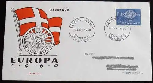DÄNEMARK 1960 Mi-Nr. 386 CEPT FDC
