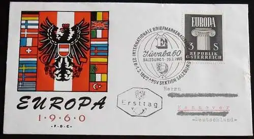 ÖSTERREICH 1960 Mi-Nr. 1081 CEPT FDC