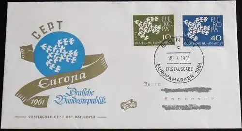 DEUTSCHLAND 1961 Mi-Nr. 367/68 CEPT FDC
