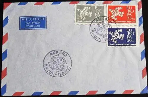 TÜRKEI 1961 Mi-Nr. 1820/22 CEPT FDC