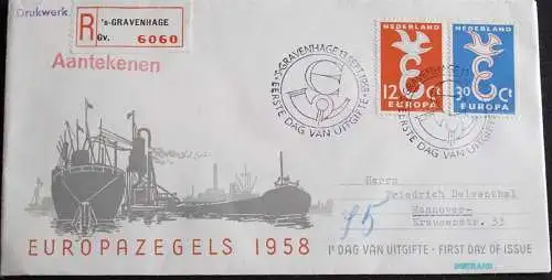 NIEDERLANDE 1958 Mi-Nr. 718/19 CEPT FDC