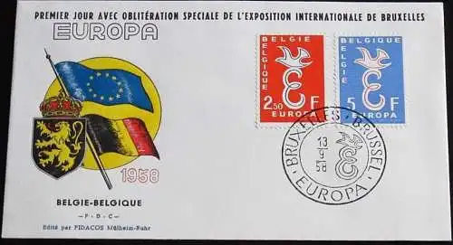 BELGIEN 1958 Mi-Nr. 1117/18 CEPT FDC