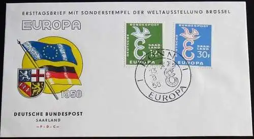 SAARLAND 1958 Mi-Nr. 439/40 CEPT FDC