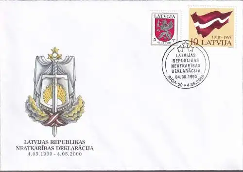 LETTLAND 2000 Mi-Nr. 490 Brief Stempelbeleg Neatkaribas Deklaracija