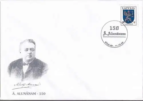 LETTLAND 1998 Mi-Nr. 374 AIII Brief Stempelbeleg A. Alunanam