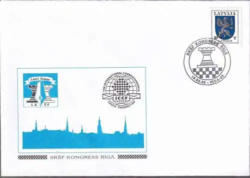 LETTLAND 1998 Mi-Nr. 374 AIII Brief Stempelbeleg SKSF Kongress Riga