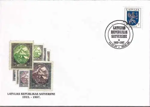 LETTLAND 1997 Mi-Nr. 374 AI Brief Stempelbeleg Latvijas Republikas Satversme
