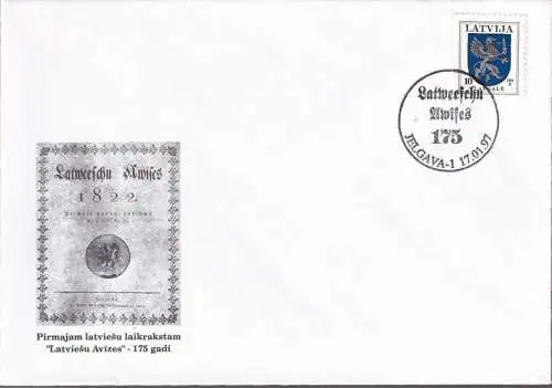 LETTLAND 1997 Mi-Nr. 374 AI Brief Stempelbeleg Latviesu Avizes