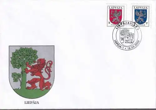 LETTLAND 2000 Mi-Nr. 373 CIII 374 AIII Brief Stempelbeleg Liepaja