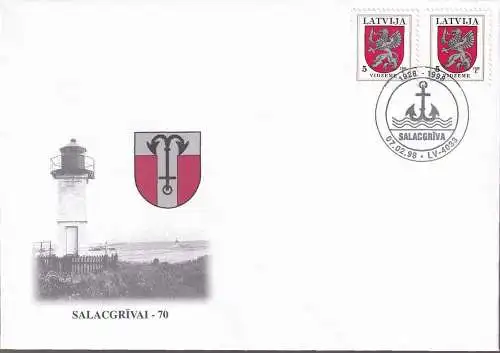 LETTLAND 1998 Mi-Nr. 373 AII Brief Stempelbeleg Salacgriva