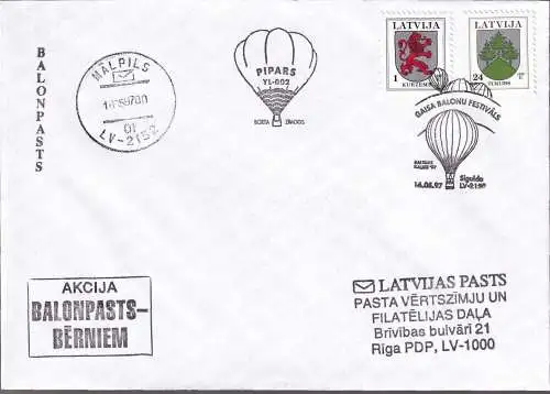 LETTLAND 1997 Mi-Nr. 371 AIII 402 II Brief Stempelbeleg Balonpasts Berniem