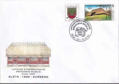 LETTLAND 1999 Mi-Nr. 369 Brief Stempelbeleg Brivdabas Muzejs