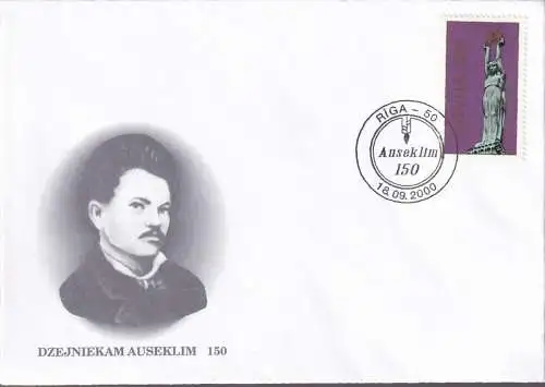 LETTLAND 2000 Mi-Nr. 318 Brief Stempelbeleg Auseklim 150