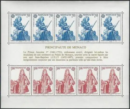 MONACO 1985 Mi-Nr. Block 28 ** MNH