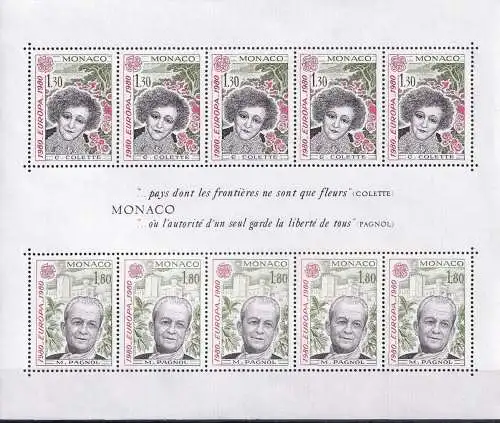 MONACO 1980 Mi-Nr. Block 16 ** MNH - CEPT