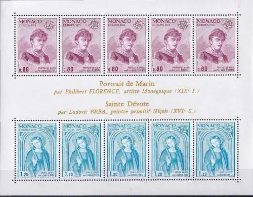 MONACO 1975 Mi-Nr. Block 8 ** MNH - CEPT