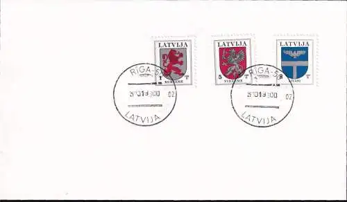 LETTLAND 1996 Mi-Nr. 399 II 371 AII 373 AII FDC