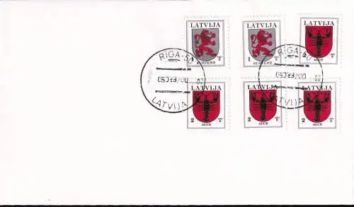 LETTLAND 1997 Mi-Nr. 371 AIII 421 AII FDC