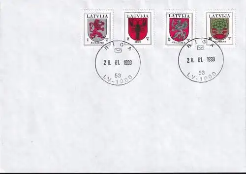 LETTLAND 1999 Mi-Nr. 371 CV 373 CIII 421 CIV 463 CIIIx FDC