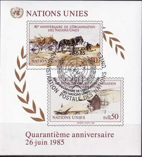 UNO GENF 1985 Mi-Nr. Block 3 o used - aus Abo