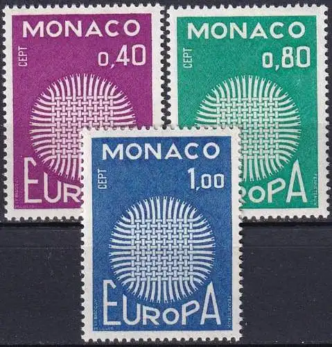 MONACO 1970 Mi-Nr. 977/79 ** MNH - CEPT