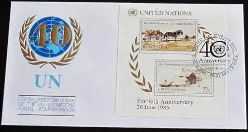 UNO NEW YORK 1985 Mi-Nr. Block 8 FDC