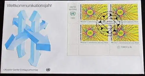 UNO NEW YORK 1983 Mi-Nr. 416 Viererblock FDC