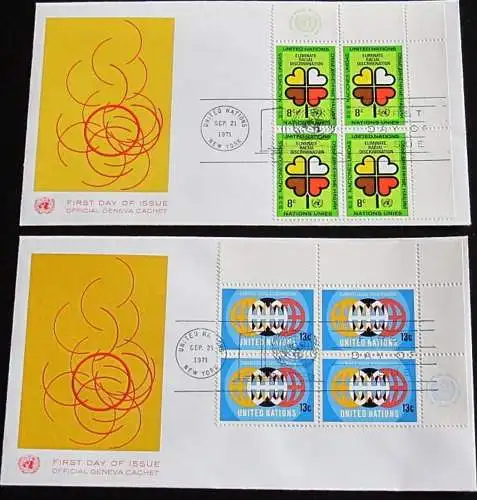UNO NEW YORK 1971 Mi-Nr. 236/37 Viererblock FDC
