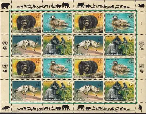 UNO WIEN 2001 Mi-Nr. 327/30 Kleinbogen ** MNH