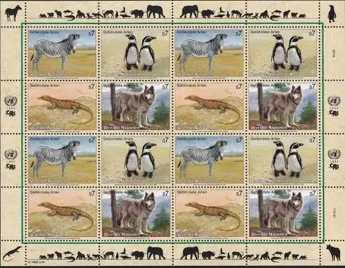 UNO WIEN 1993 Mi-Nr. 143/46 Kleinbogen ** MNH