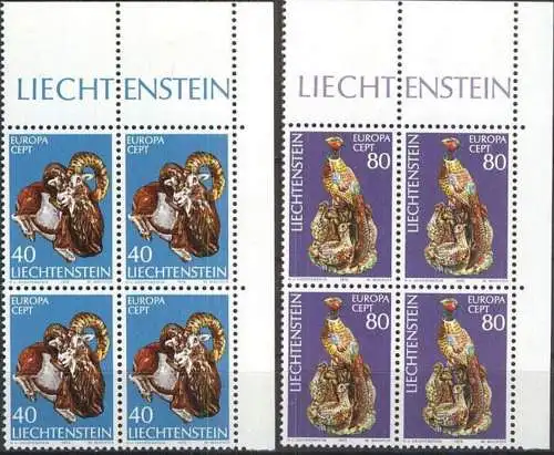 LIECHTENSTEIN 1976 Mi-Nr. 642/43 Eckrand-Viererblocks ** MNH