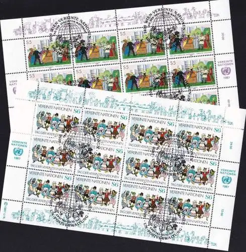 UNO WIEN 1987 Mi-Nr. 75/76 Kleinbogen o used - aus Abo