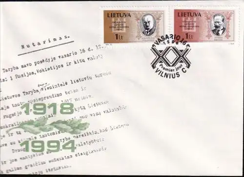 LITAUEN 1994 Mi-Nr. 548/49 FDC