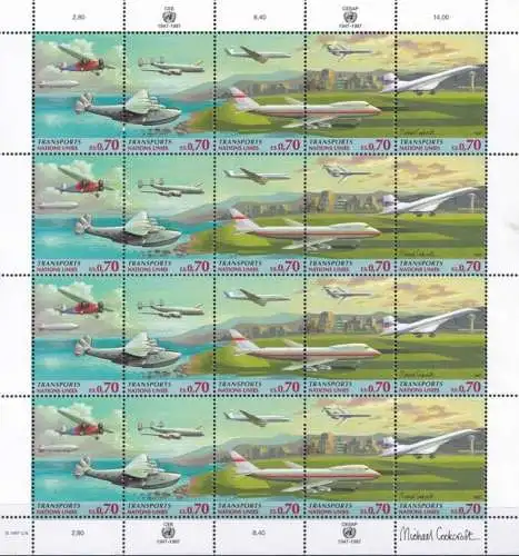 UNO GENF 1997 Mi-Nr. 314/18 Kleinbogen ** MNH