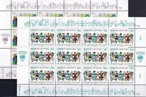 UNO WIEN 1987 Mi-Nr. 75/76 Kleinbogen ** MNH