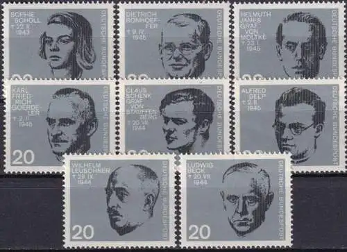 DEUTSCHLAND 1964 Mi-Nr. 431/38 aus Block 3 ** MNH
