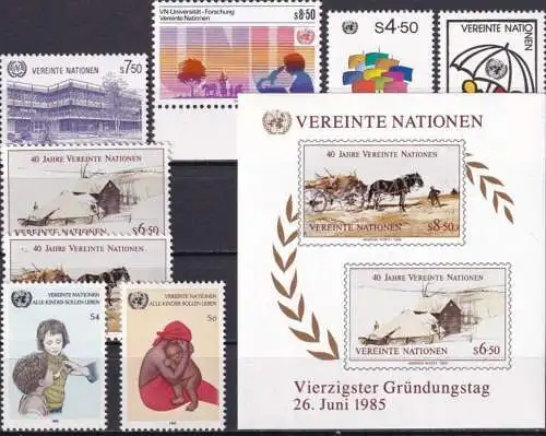 UNO WIEN 1985 Mi-Nr. 47-54 kompletter Jahrgang/complete year set ** MNH