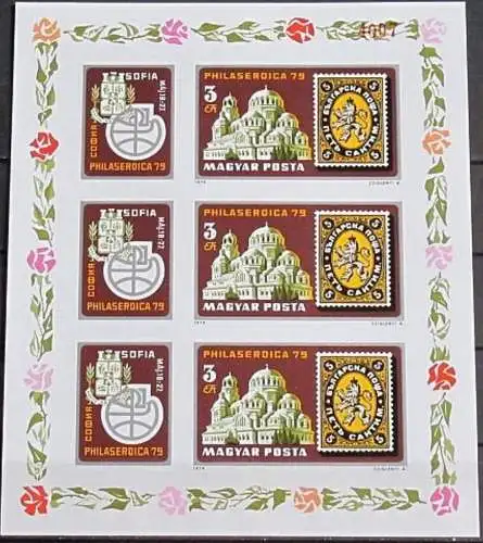 UNGARN 1979 Mi-Nr. 3342 B Kleinbogen ** MNH