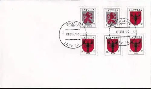 LETTLAND 1997 Mi-Nr. 371 AIII + 421 AII FDC