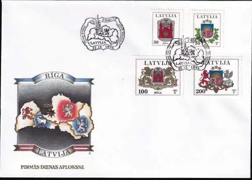 LETTLAND 1994 Mi-Nr. 389/92 FDC