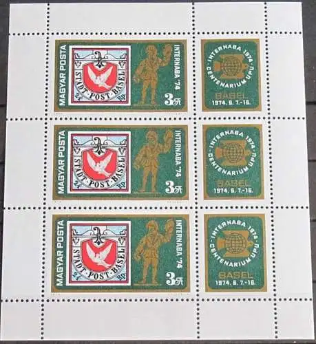 UNGARN 1974 Mi-Nr. 2956 A Kleinbogen ** MNH