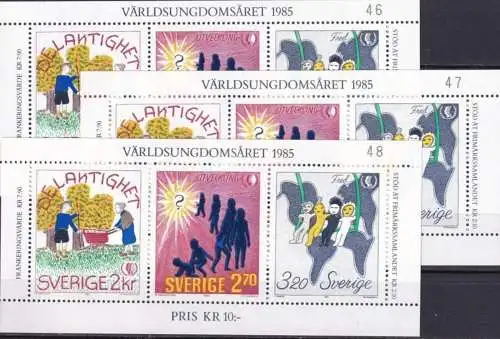 SCHWEDEN 1985 Mi-Nr. Block 13 3 Stück ** MNH