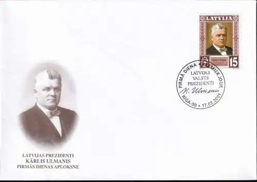 LETTLAND 2001 Mi-Nr. 540 FDC