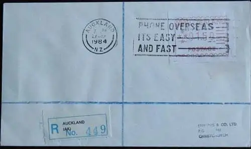 NEUSEELAND 1984 Mi-Nr. ATM 1 Einschreiben Brief